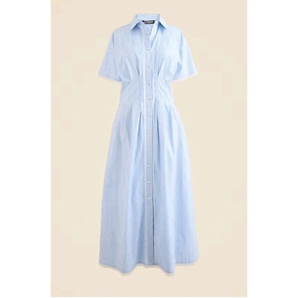 J.Crew Wren Lace-Trim Shirtdress in Stripe Blue White CK807 $188  Size 10NWT - Picture 4 of 13